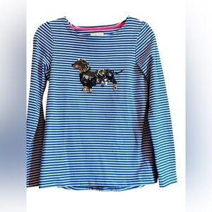 Joules Top with Sequin and Beaded Dog.  Size 6. 17” Pit to Pit 24” Length